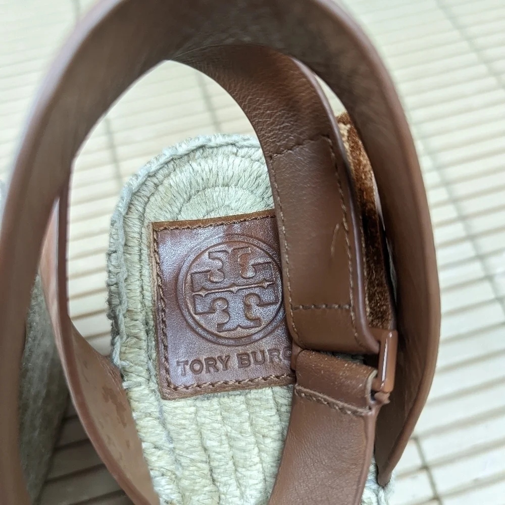 Tory Burch women's sz 7.5M platform espadrille hook & loop criss cross s…